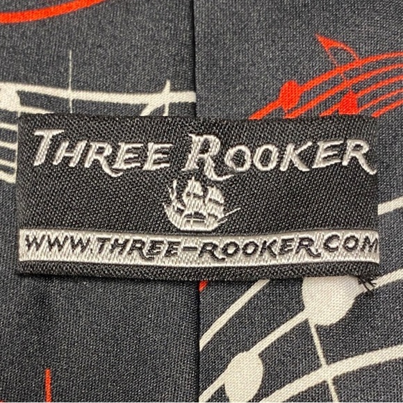 Three Rooker 2017 Black and Red Musical Note Tie - Picture 4 of 16